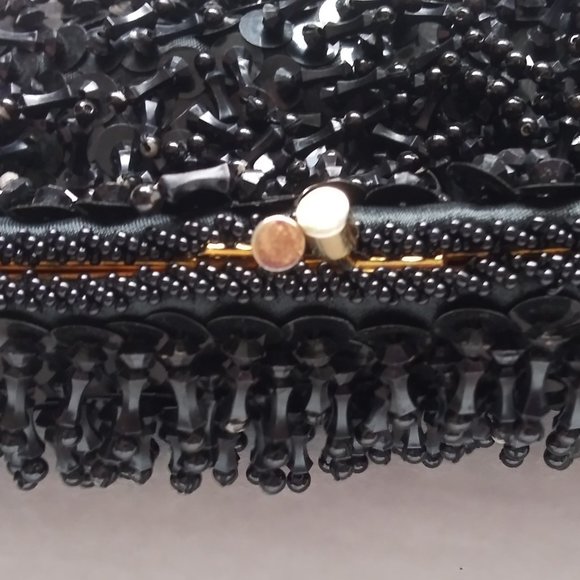 🎉HP🎉Vintage Bead & Sequin Black Wristlet Clutc… - Picture 5 of 9